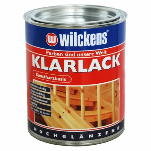Wilckens Klarlack transparent hochglänzend 375 ml - Hochglänzender Klarlack für Innen und Außen, schnelltrocknend und wetterbeständig. Ideal für Holz und Metall mit einer Abdeckung von 4-5 m². Verleihen Sie Ihren Projekten einen klaren, langlebigen Schutz.