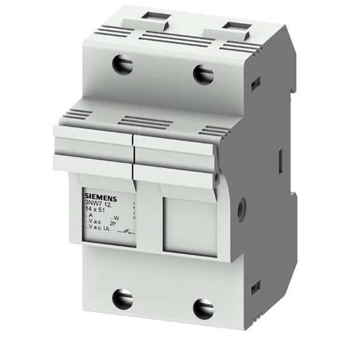 Siemens SENTRON Zylindersicherung 3NW7122 - Leistungsschalter mit optischer Defektanzeige, ideal für sichere Installationen mit Zylindersicherung 14x51 mm und DIN-Schienenmontage.