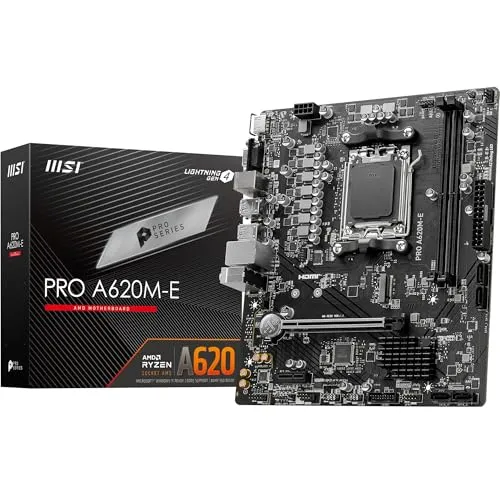 MSI PRO A620M-E Mainboard - ATX, AMD A620 Chipsatz, 2x DDR5 Unterstützung für hohe Speichergeschwindigkeit und ideal für Büroanwendungen oder leichtes Gaming
