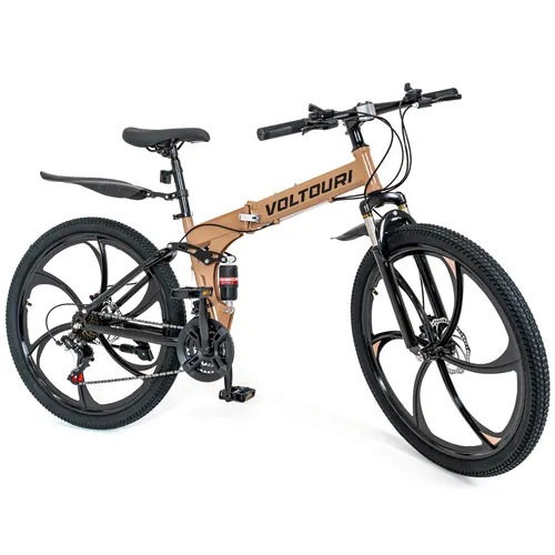 Klappbares Mountainbike 26 Zoll mit Shimano 21 Gängen und Vollfederung - Kompaktes 26-Zoll-Mountainbike für Erwachsene und Jugendliche. Faltbar und platzsparend, ideal für Reisen. Mit robustem Stahlrahmen und zuverlässigen mechanischen Scheibenbremsen für sicheres Fahren.