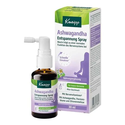 Kneipp Ashwagandha Entspannung Spray 30 ml - Arzneimittel zur Förderung der Entspannung mit natürlichem Ashwagandha-Extrakt, ideal für stressige Tage und eine bessere Lebensqualität.