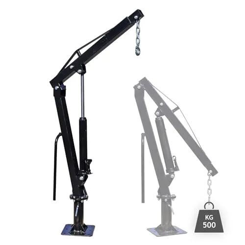 Wiltec Pickup Kran Ladekran 500 kg - Motorheber mit 360° Drehkranz und stabilem Standfuß für sichere Bodenmontage, ideal für flexible Anwendungen und effiziente Arbeitsprozesse.