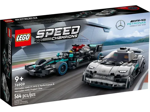 LEGO Speed Champions 76909 - Mercedes-AMG F1 W12 E Performance & Project One, 2-in-1 Bausatz mit Minifiguren und interaktiver Bauanleitung für spannende Rennaction