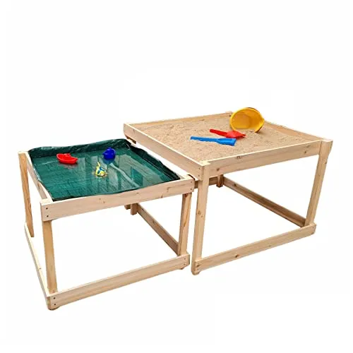 Loggyland Spieltisch Wasser- und Sandspieltisch - Matschtisch für kreative Entfaltung - Spieltische für Outdoor, fördert Feinmotorik und Kreativität, ideal für Gartenabenteuer mit Schutzhülle zum Schutz vor Witterungseinflüssen.