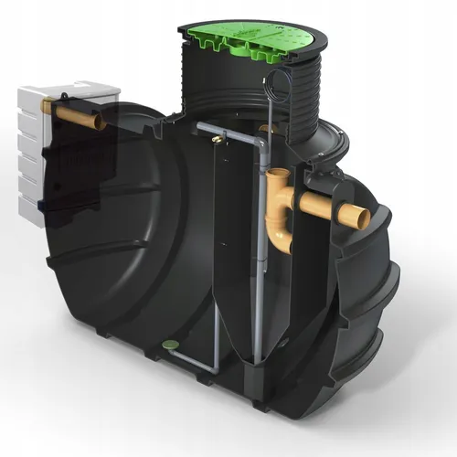 Vollbiologische Kleinkläranlage Kingspan BioAir 3000L - Kleinkläranlage für 4-6 Personen, begehbar und erweiterbar, mit schnellem Installationsprozess und schwimmender Entnahme für effiziente Abwasserbehandlung.