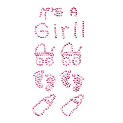 Oblique Unique® Konfetti Its a Girl Strass Steine Rosa Mädchen Fläschchen Sticker zum Verzieren Aufkleben Einkleben von Karten Geschenken - Geburt Baby Shower Taufe