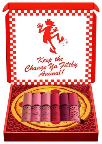 NYX Professional Makeup Home Alone Lipgloss Set - Lippenstifte in schicker Pizzaschachtel mit 5 aufregenden Pink- und Rottönen, für seidig glatte, glänzende Lippen ohne Kleben – das perfekte Weihnachtsgeschenk!