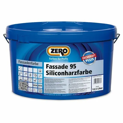 Zero Fassade 95 Siliconharzfarbe - Wetterbeständige Fassadenfarbe 1 Liter Weiß - Hochwertige Siliconharzfarbe für Außenanwendungen, ideal für tragfähige Untergründe. Tropf- und spritzgehemmt mit Selbstreinigungseffekt. Perfekt für langlebige Fassadengestaltung.