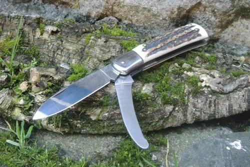 Mercury Unisex 980-2CDC Taschenmesser - Hochwertiges Taschenmesser mit 18,5 cm Gesamtlänge, robustem Hirschhorn-Griff und sicherem Backlock-Verschluss, ideal für Outdoor-Aktivitäten und den täglichen Gebrauch.
