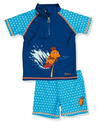 Playshoes 2tlg. Badeoutfit "Die Maus" in Blau, Größe 122/128 - Baby Bademode mit UV-Schutz 50+, ideal für sicheren Badespaß. Schnelltrocknend und elastisch für optimalen Komfort.