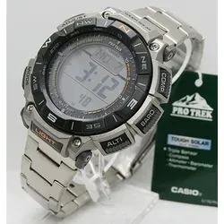 Casio Pro-Trek Uhr Silber - Grau/Grau, One Size - Digitale Outdoor-Uhr mit Solarbetrieb, Barometer und Höhenmesser bis 10.000 m. Ideal für Abenteuer und Outdoor-Aktivitäten, kälteresistent bis -10 °C.