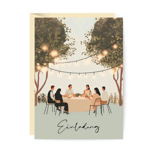Einladungskarten Set Grün Beige Geburtstag Hochzeit Kommunion Taufe Garten Party