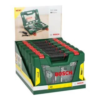 Bosch V-Line Box 68-teilig - Bohrer- und Bit-Set - Umfassendes 68-teiliges Set mit Holz-, Stein- und Metallbohrern sowie Schrauberbits für vielseitige Anwendungen. Ideal für Heimwerker und Profis, die Qualität und Vielfalt schätzen.