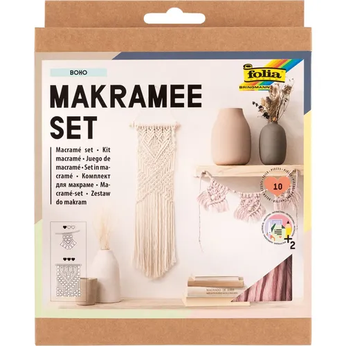 folia Makramee-Set Boho natur, rosé