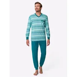 Schlafanzug, Herren, Gr. 48/50, bunt (mint, aquapetrol, bedruckt), 50% Baumwolle, 50% Polyester, Homewear-Sets