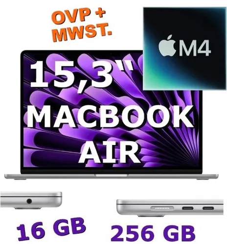 Apple MacBook Air 15.3" M4, 10-Core CPU & GPU, 16GB RAM - Laptops - Hochleistungs-Multimedia Notebook mit 15,3" Retina Display für beeindruckende Bildqualität und flüssige Leistung.