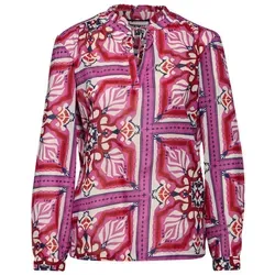 STREET ONE Damen A344657 Print Tunika Bluse - Magnolia Pink, Größe 36 - Damenbluse aus 100% Baumwolle mit frischem grafischen Muster, eleganter Frills-Ausschnitt und langem Arm - perfekt für stilvolle Anlässe.