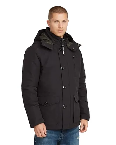 G-star Vodan Jacke Schwarz L Herren - Funktionsjacke mit wattierter Kapuze, wasserabweisend und ideal für wechselhaftes Wetter. Perfekte Passform dank Kordelzügen in der Taille und praktischen Taschen.