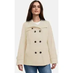 Cabanjacke MANISA, Damen, Gr. 42, beige (hellbeige), Obermaterial: 50% Polyester, 41% Baumwolle, 9% Polyamid. Futter: 55% Polyester, 45% Viskose, unifarben, casual, regular fit hüftbedeckend, ohne Ausschnitt, Langarm mit Riegel 2-Knopf-Manschette, Jacken, mit Stehkragen