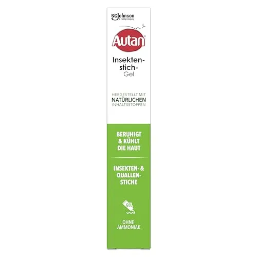 Autan Insektenstich-Gel mit 95% natürlichen Inhaltsstoffen - Beruhigendes Gel zur Kühlung der Haut nach Insekten- und Quallenstichen. Mit Aloe Vera und Menthol für einen erfrischenden Effekt. Ideal für unterwegs, bietet praktische Unterstützung bei Insektenstichen.
