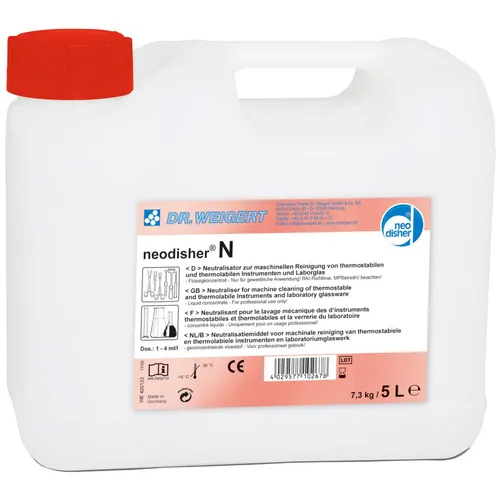 Neodisher N Desinfektion Reinigung Neutralisation Flüssigkonzentrat 5 Liter - Desinfektionsmittel für effektive Reinigung und Neutralisation, ideal für hygienische Anforderungen in verschiedenen Bereichen.