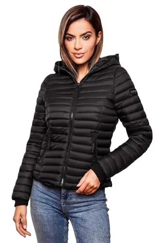 Navahoo Damen Übergangs Stepp Jacke B348 mit Kapuze - Funktionsjacken, komfortabel und zeitlos mit leicht tailliertem Schnitt, ideal für jeden Tag und in vielen Farben erhältlich.