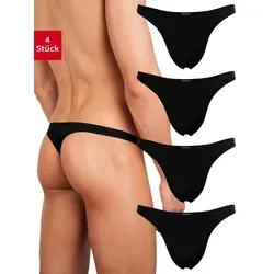 Fabio Farini String Herren Unterhosen - Männer Tangas aus atmungsaktiver Mikrofaser (4-St) im sportlichen Look mit Karo-Muster schwarz XXL