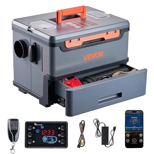 VEVOR Dieselheizung 8kW Tragbare Standheizung mit Bluetooth - Effiziente 8kW Dieselheizung für RVs, mit über 90% Verbrennungseffizienz und Bluetooth-Steuerung für komfortable Temperaturregelung.