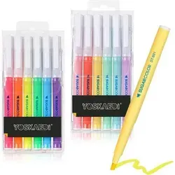 YOSKAEDI Textmarker Set 12 Farben – No Bleed & Schnell Trocknend - Vielseitiges Set mit 12 leuchtenden Farben, ideal für Schule und Büro. Perfekt für präzises Markieren ohne Durchbluten, sorgt für saubere Ergebnisse.