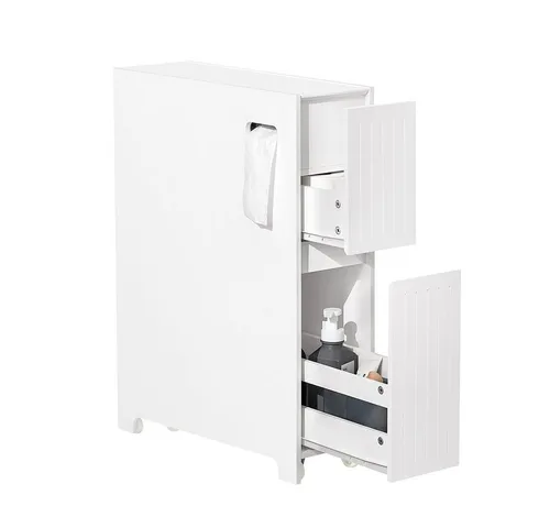 SoBuy Badregal BZR111: Nischenregal mit Rollen für Ihre Küche - Regale – Praktisches Nischenregal mit Rollen, ideal für kleine Räume und einfache Selbstmontage. Modernes Design in Weiß, perfekt für Küche oder Bad.