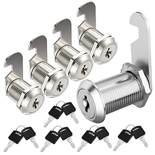 Briefkastenschloss 5 Stück Möbelschloss Spindschloss Zylinder Cam Lock Schrankschloss Spindtürschloss Schubladeschloss mit 12 Schlüsseln Alle Schlüssel sind gleich(20mm)