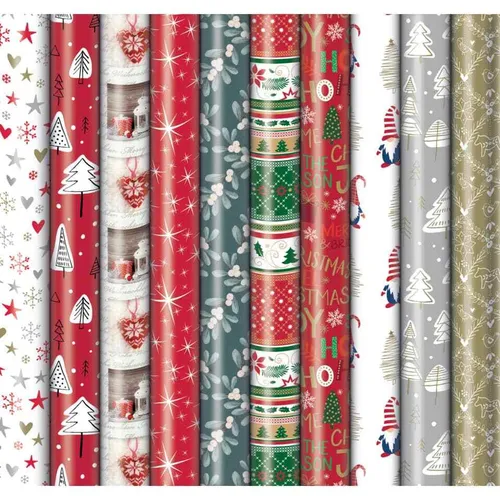 ZÖWIE 33003 454204 Weihnachts-Geschenkpapierrolle, 2mx70cm, sortiert