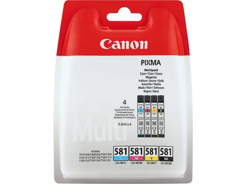 Original Canon Tinte CLI-581 4-farbig Multipack - Druckerpatronen mit 4 x 5,6ml in schwarz, cyan, magenta und gelb. Ideal für hochwertige Druckergebnisse in Canon Pixma Modellen.