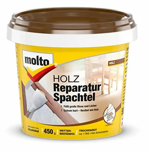 MOLTO Holz Reparaturspachtel 450g - Spachtelmasse für Holzreparaturen, ideal für die schnelle und einfache Ausbesserung von Holzoberflächen.