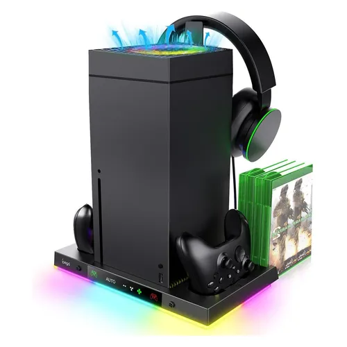 iPega XBX024S RGB Stand mit Kühlung für Xbox Series X - Gaming Controller Zubehör – Multifunktionaler Stand mit RGB-Beleuchtung und Kühlung, ideal für optimales Gaming-Erlebnis und lange Spielsessions.