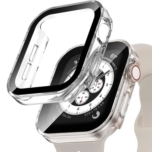 Vinmooog 2 Pièces Transparent PC Coque Compatible Avec Apple Watch Serie Watch 40mm Series 6 5 4 Se Avec Protection ecran en Verre Trempé,HD Clair Ultra Mince Anti-Choc Protection iWatch (40mm)