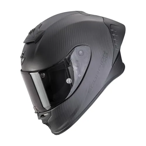 Scorpion EXO-R1 Evo II Carbon Air Helm, schwarz, 2XL für Männer - Leichter Carbon-Helm mit individuellem AirFit®-System für optimalen Tragekomfort. Werkzeugloser Visierwechsel dank Ellip-Tec® II Mechanismus – ideal für Motorradfahrer.
