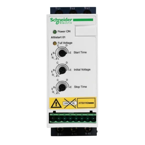 Schneider Electric ATS01 Sanftanlasser für Asynchronmotor, 6A, 440-480V - Sanftstarter für 3-Phasen-Asynchronmotoren bis 6 A, ideal für sanfte Motorstarts und Schutz vor mechanischen Belastungen.