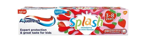 Aquafresh 1x Kinder Zahnpasta Splash Erdbeer & Minze 3–8 Jahre, 50 ml