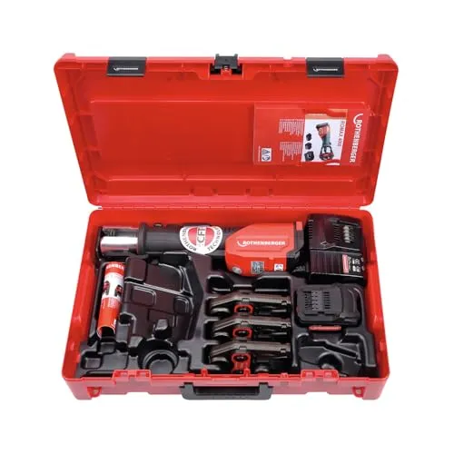 ROTHENBERGER ROMAX 4000 Set U16-20-25mm - Einpresswerkzeuge, leichte und leistungsstarke Akku-Pressmaschine mit schnellem Verpressen in unter 5 Sekunden für effizientes Arbeiten.