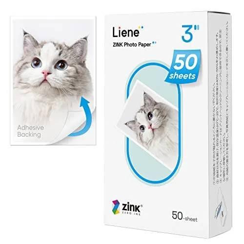 Liene Zink Fotopapier 2x3'' - 50 Stück - Fotopapier für Liene Mini Fotodrucker, selbstklebend und reißfest, ideal für kreative Projekte und sofortige Erinnerungen.