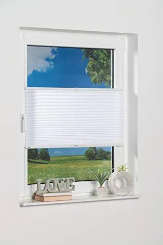Khome Klemmfix-Plissee Weiß B25 x H130 cm (B x L) Lichtschutz Moderne Crushed Optik