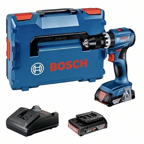 Bosch Professional 18V Akku Schlagbohrschrauber GSB 18V-45 - Akkuschrauber mit bürstenlosem Motor, 45 Nm Drehmoment und 1.900 min⁻¹ Drehzahl. Inkl. 2x 2.0Ah Akku und Ladegerät für maximale Flexibilität und Leistung.