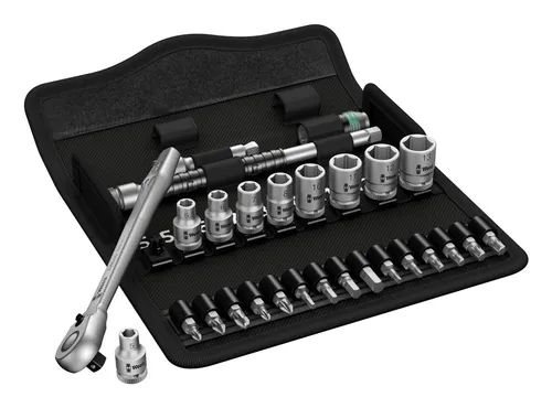 Wera Zyklop Metal 8100 SA Steckschlüsselsatz 28-teilig - Werkzeug-Sets mit kompakter Anordnung und neuartiger textiler Box für hohe Robustheit und Langlebigkeit. Ideal für effiziente Lagerung und Mobilität.