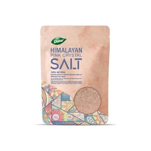 Dabur 1884 Himalayan Pink Crystal Salt | rosa salz | rosa salz grob | 100% Natural Unrefined Seasoning | Coarse Crystals for Cooking & Table | 1 kg