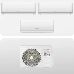 Hantech Multisplit Klimaanlage 3 x 12.000 BTU - WiFi-fähig mit Goldbeschichtung - Klimaanlage für bis zu 135m², mit selbstreinigender Goldbeschichtung und WLAN-Steuerung für optimalen Komfort und Energieeffizienz.