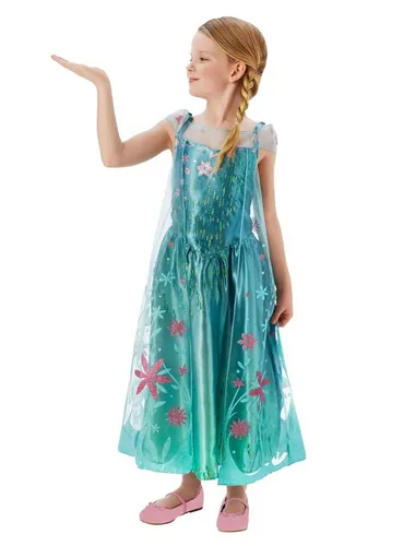 Rubies 3610906 Kostüm - Blaugrünes Prinzessinnenträgerkleid mit Tüll-Cape, glitzernde Blüten und 100% Polyester