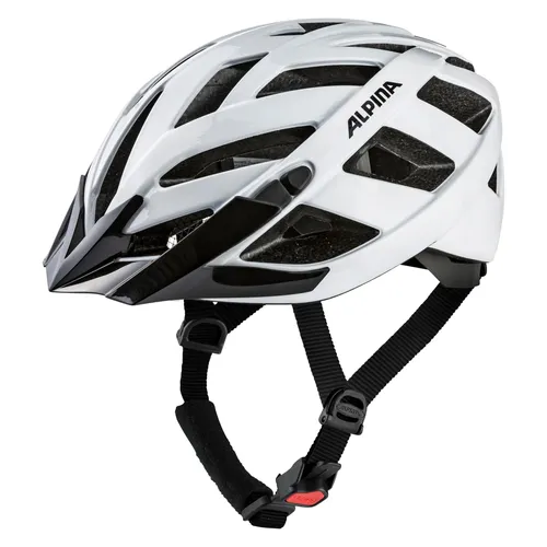Alpina Panoma Classic Fahrradhelm - Weiß Glanz für 52-57 cm - Fahrradhelme mit optimalem Schutz und Komfort, ideal für schmale Köpfe. Inmold-Technologie, 23 Belüftungsöffnungen und Helmschild bieten Sicherheit und Stil beim Radfahren.