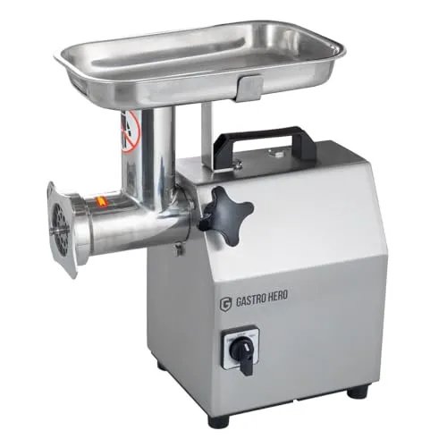 GastroHero Fleischwolf FWE 120 kg/h - Multifunktional für Ihre Profi-Küche - Fleischwolf für 120 kg/h, ideal für Hackfleisch und Pasteten. Robustes Design, einfache Handhabung und schnelle Reinigung machen ihn zum unerlässlichen Küchenhelfer.