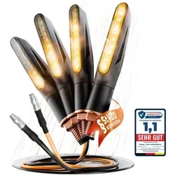 Binego Blinker LED Motorrad E Geprüft Mini mit Lauflicht - LED Blinker für Motorrad, Roller und Quad, StVZO konform mit sequentiellem Lauflicht für bessere Sichtbarkeit und Sicherheit.